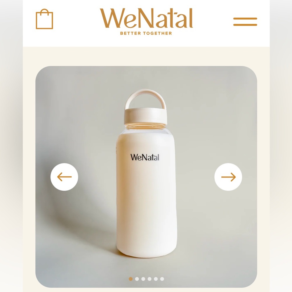 New BINK DAY BOTTLE WeNatal water bottle glass neutral 27 oz